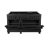 ZLINE 60 in. 7.4 cu. ft. Dual Fuel Range with Gas Stove and Electric Oven in Black Stainless Steel with Brass Burners (RAB-60)