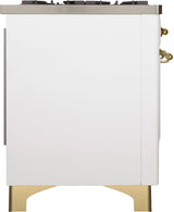 Majestic II 40 Inch Dual Fuel Natural Gas Freestanding Range in White with Brass Trim