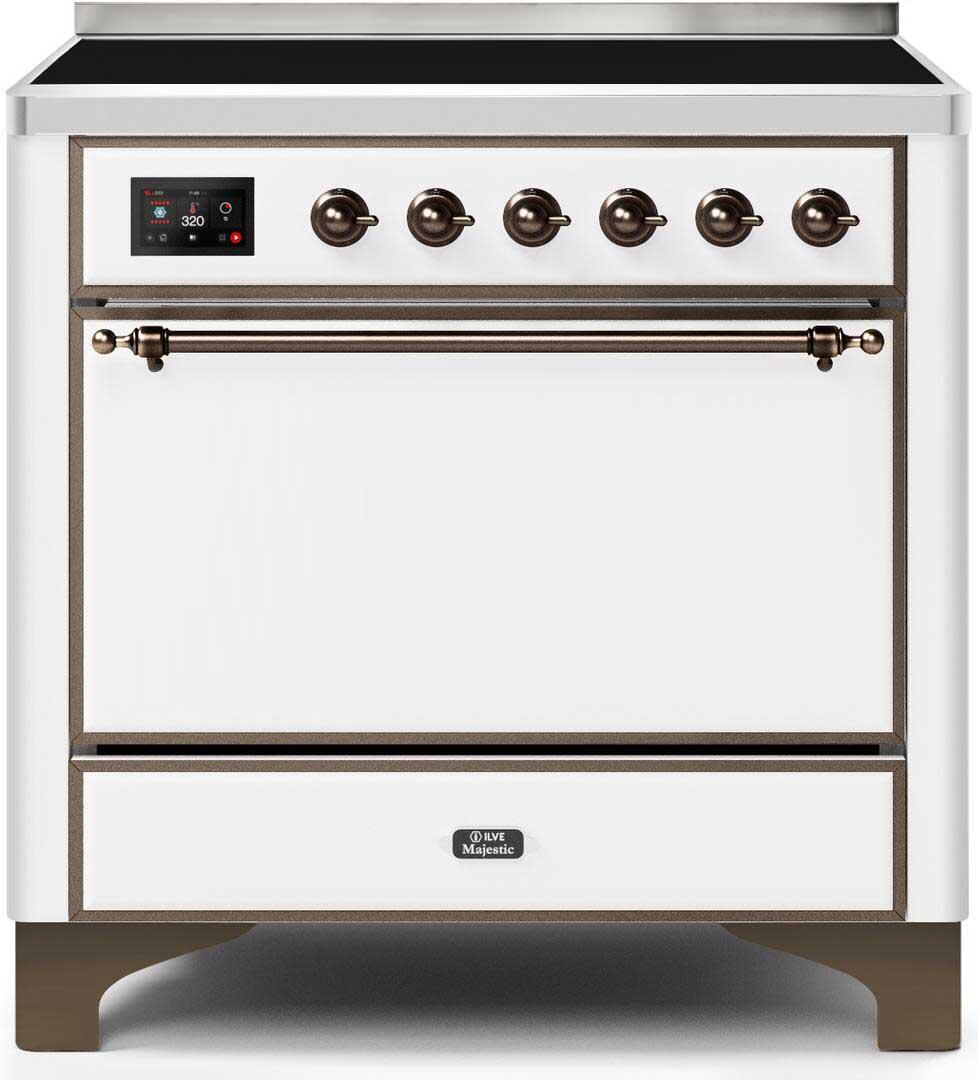 Majestic II 36 Inch Electric Freestanding Range in White with Bronze Trim