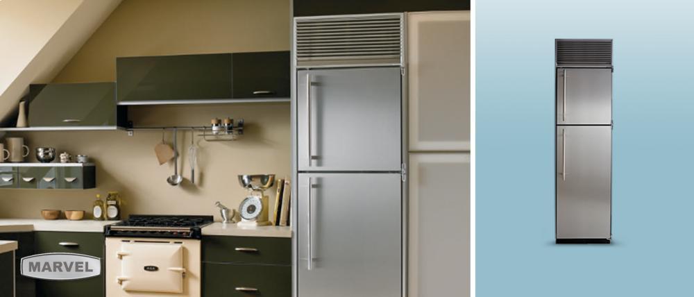 24" Refrigerator with Top Freezer - 24" Marvel Refrigerator with Top Freezer - White Interior, Panel Ready Door, Right Hinge