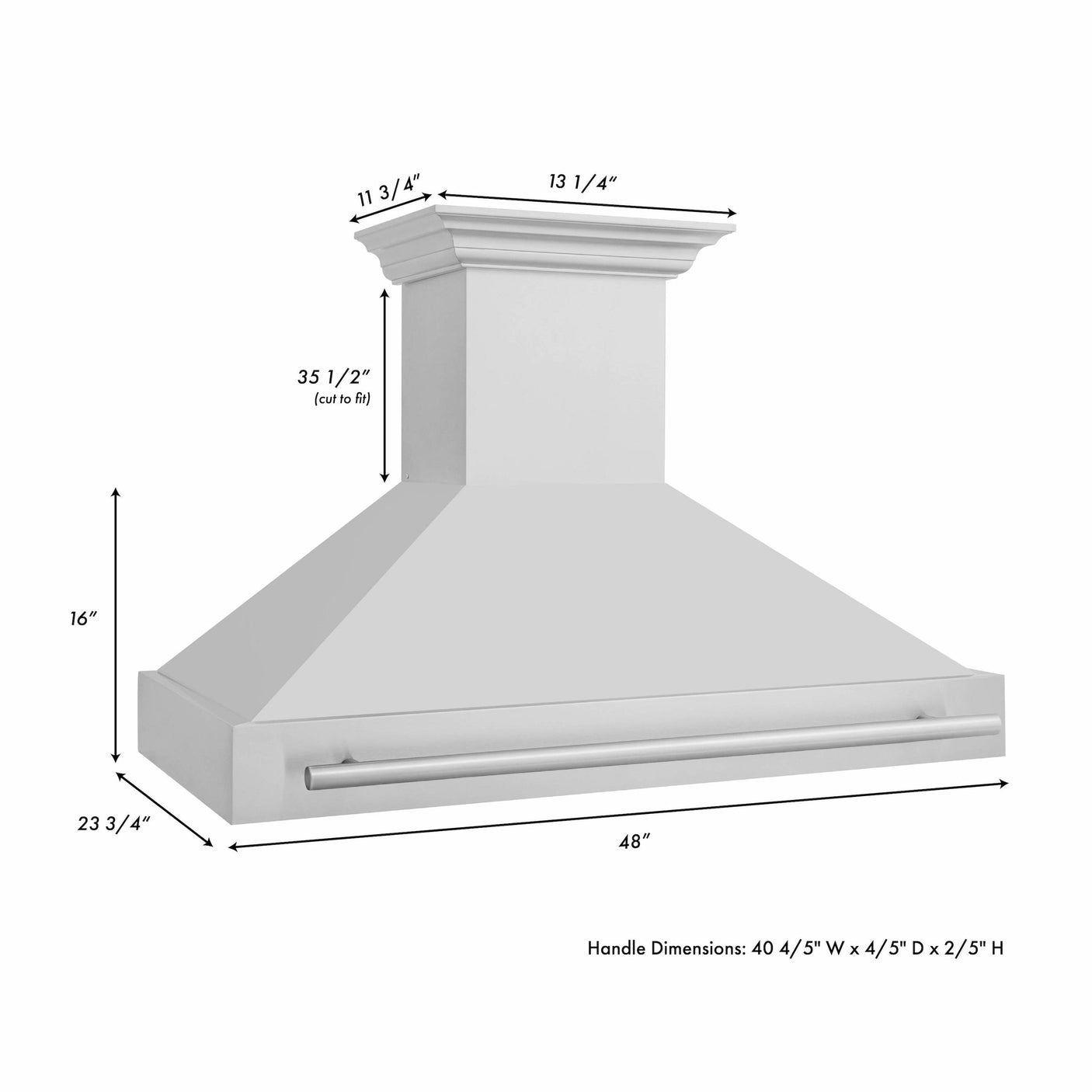 ZLINE 48 in. Stainless Steel Range Hood with Stainless Steel Handle (8654STX-48) [Color: Red Matte]