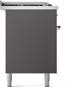 Nostalgie II 60 Inch Dual Fuel Natural Gas Freestanding Range in Matte Graphite with Chrome Trim