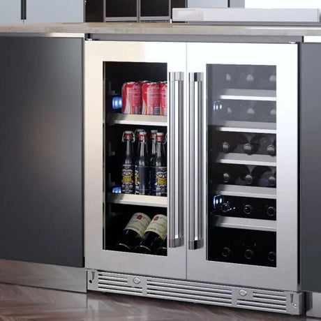 24" Beverage/Wine Double Door Stainless Steel Glass