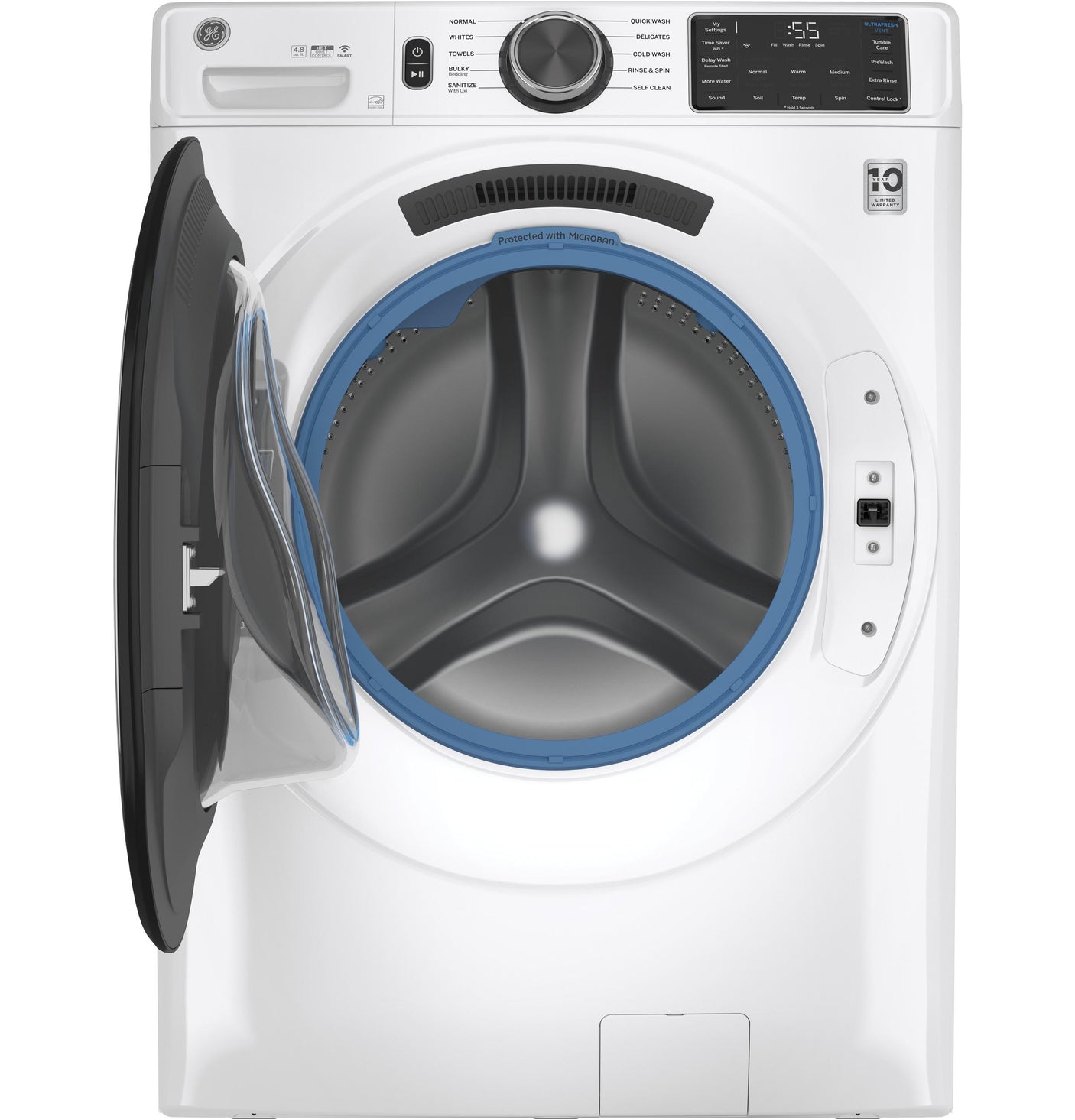 GE® ENERGY STAR 4.8 cu. ft. Capacity Smart Front Load ® Washer with UltraFresh Vent System with OdorBlock™ and Sanitize w/Oxi