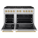 ZLINE Autograph Edition 48 in. 6.7 cu. ft. 8 Burner Double Oven Gas Range in Stainless Steel and Champagne Bronze Accents (SGRZ-48-CB)