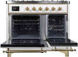 Majestic II 40 Inch Dual Fuel Liquid Propane Freestanding Range in White with Brass Trim