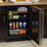 24-In Built In Beverage Refrigerator with Door Style - Stainless Steel Frame Glass, Door Swing - Right