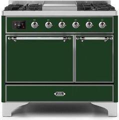 Majestic II 40 Inch Dual Fuel Natural Gas Freestanding Range in Emerald Green with Chrome Trim