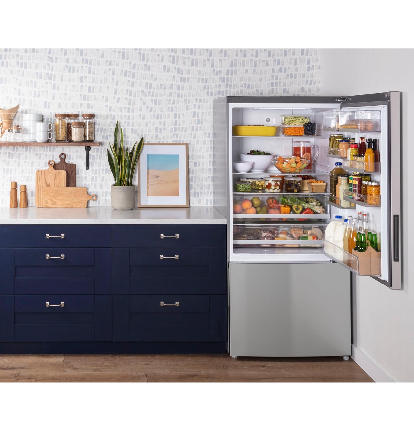 GE® ENERGY STAR® 17.7 Cu. Ft. Counter-Depth Bottom-Freezer Refrigerator