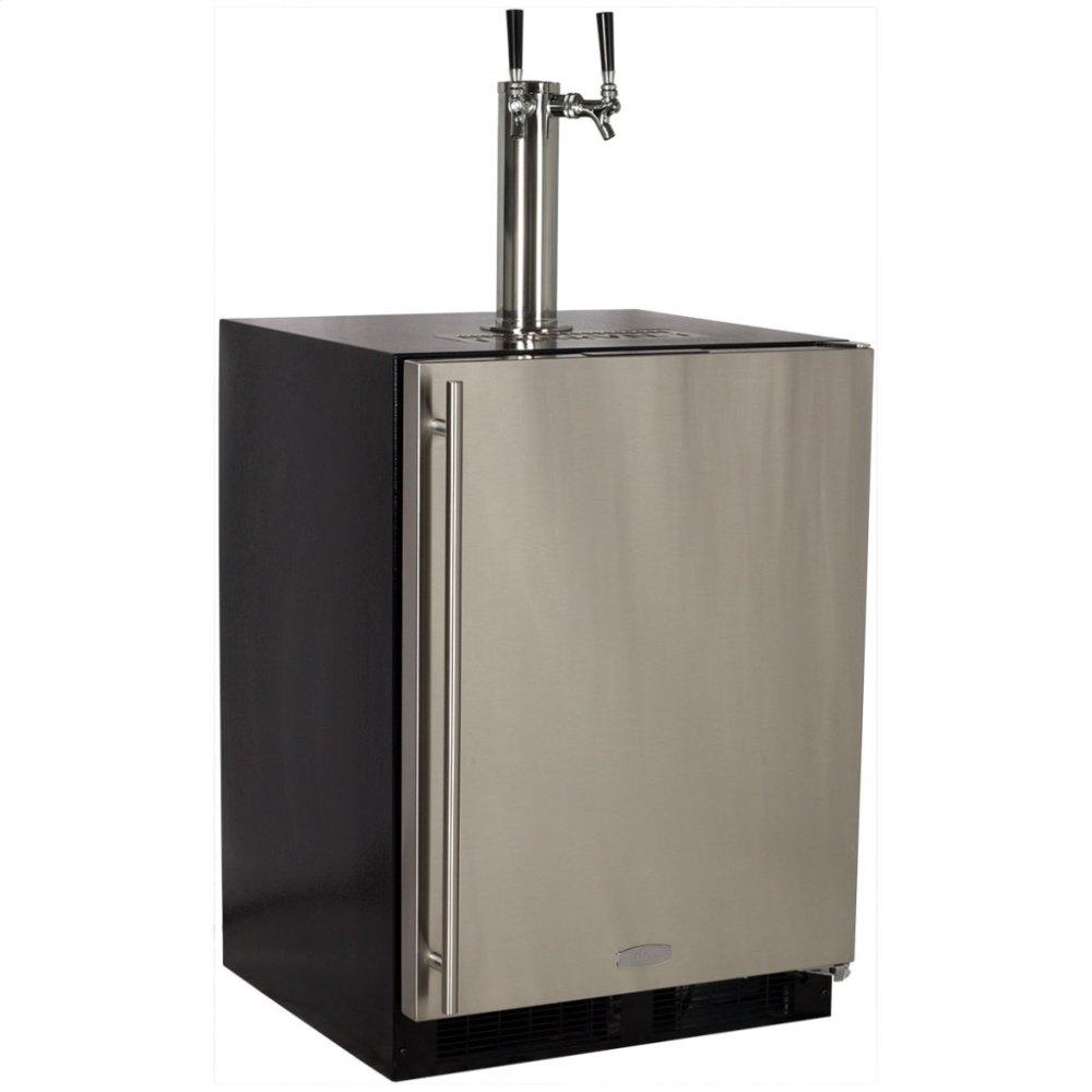 Marvel Built-In Indoor Twin Tap Beer Dispenser - Solid Panel Overlay Ready Door - Integrated Left Hinge