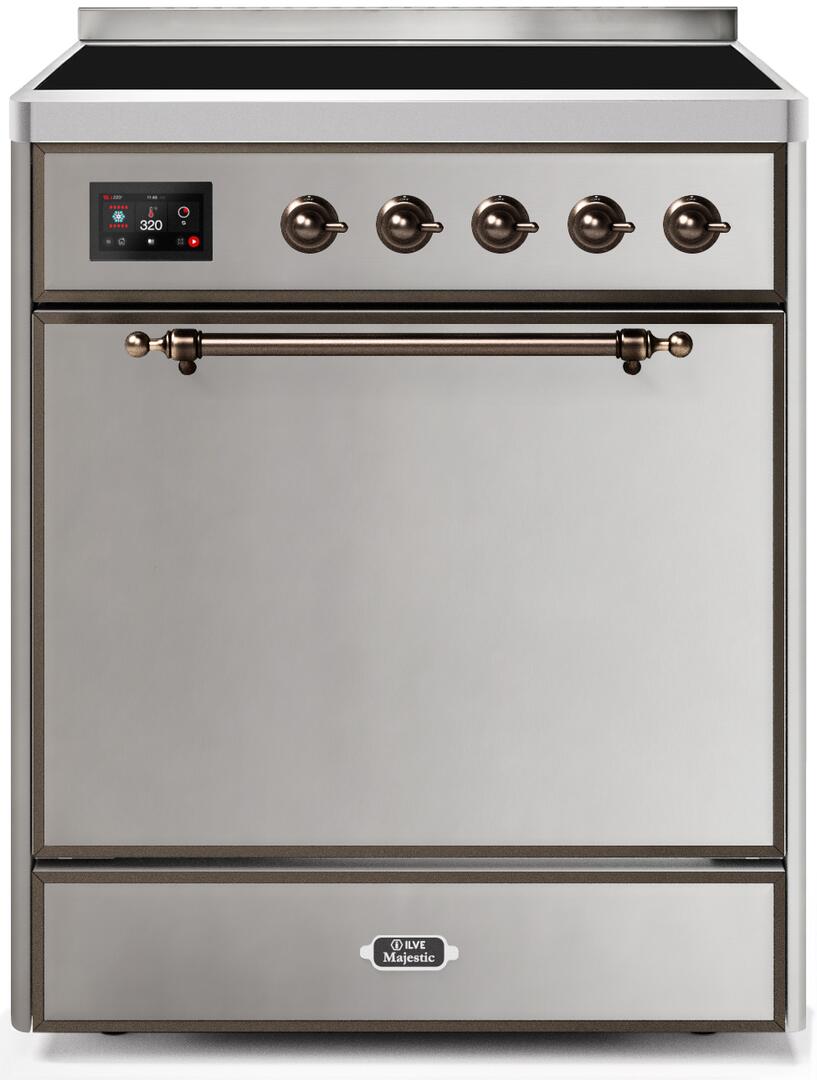 Majestic II 30 Inch Electric Freestanding Range in Stainless Steel with Bronze Trim