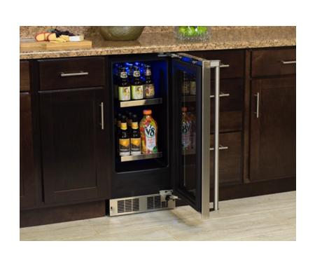 15" Beverage Center - Panel Overlay Frame Glass Door - Integrated Left Hinge