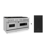 ZLINE 60 in. 7.4 cu. ft. Electric Oven and Gas Cooktop Dual Fuel Range with Griddle and Brass Burners in Fingerprint Resistant Stainless (RAS-SN-BR-GR-60)