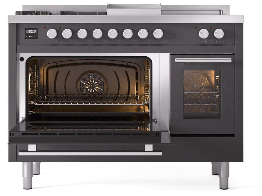 Professional Plus II 48 Inch Dual Fuel Natural Gas Freestanding Range in Matte Graphite with Trim