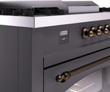 Nostalgie II 60 Inch Dual Fuel Liquid Propane Freestanding Range in Matte Graphite with Bronze Trim