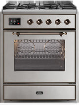 Majestic II 30 Inch Dual Fuel Natural Gas Freestanding Range in Stainless Steel with Bronze Trim