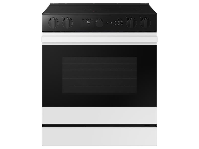 Bespoke 6.3 cu. ft. Smart Slide-In Electric Range with Smart Oven Camera & Illuminated Precision Knobs in White Glass