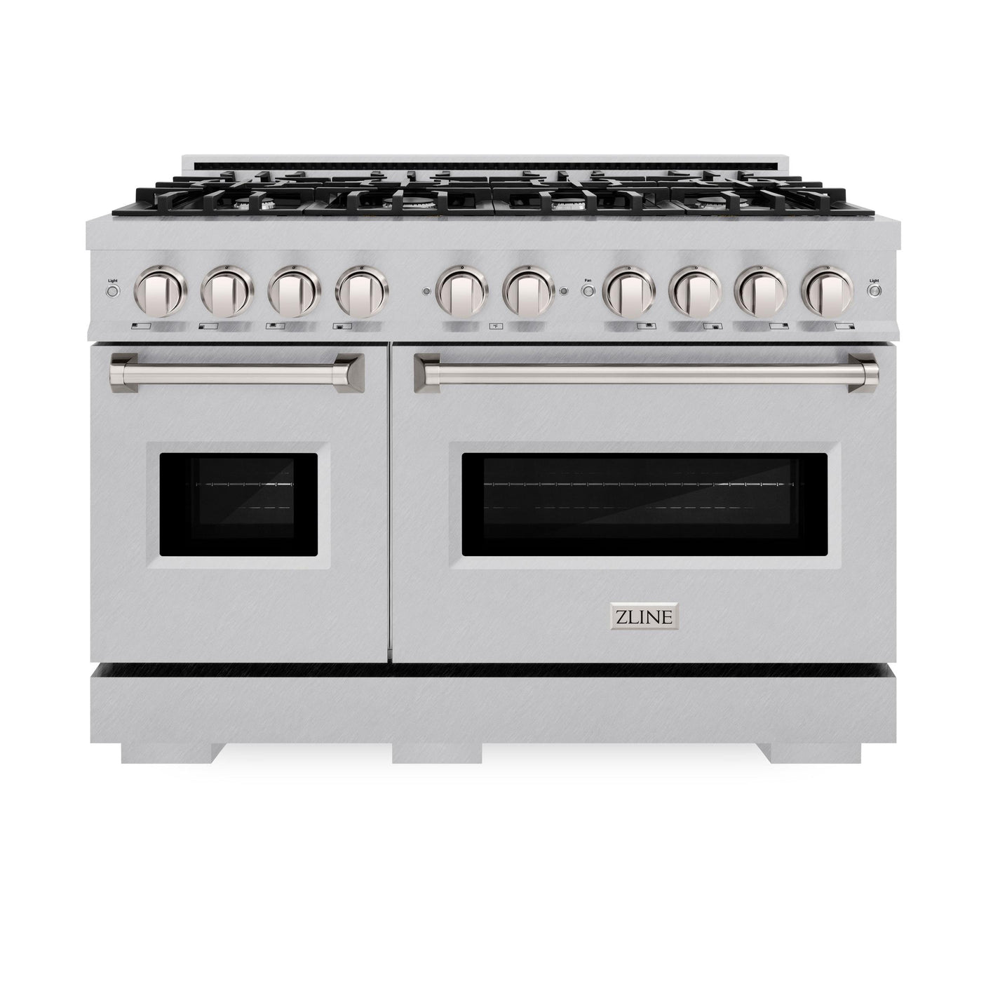 ZLINE 48 in. 6.7 cu. ft. Classic Double Oven Dual Fuel Range with 8 Burner Gas Cooktop in DuraSnow' Stainless Steel (CDRS-48)