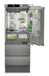 Combined refrigerator-freezer with BioFresh and NoFrost for integrated use