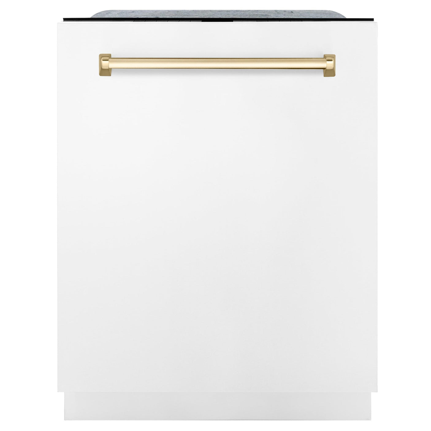 ZLINE Autograph Edition 24" 3rd Rack Top Touch Control Tall Tub Dishwasher in White Matte with Accent Handle, 51dBa (DWMTZ-WM-24) [Color: Gold]