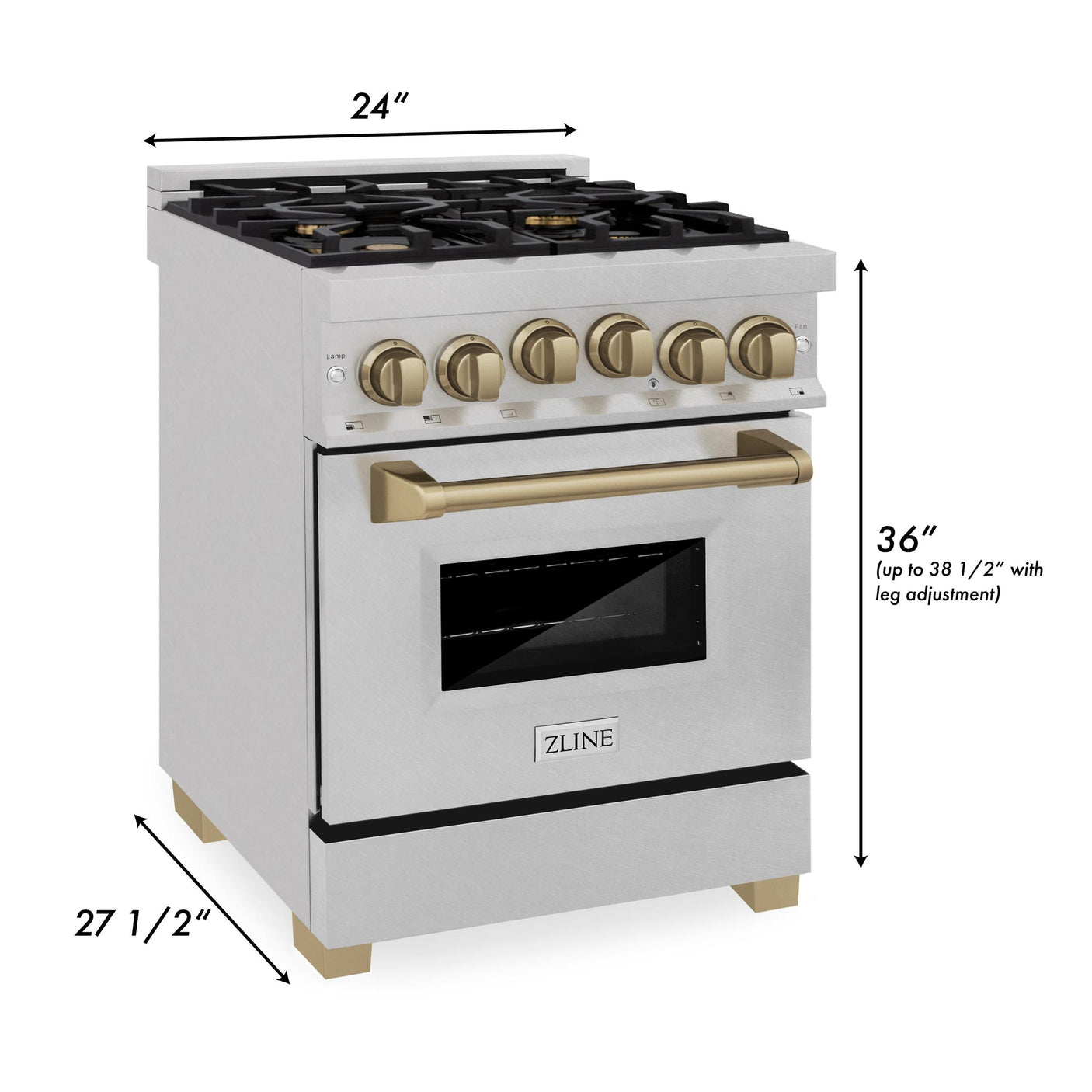 ZLINE Autograph Edition 24" 2.8 cu. ft. Range with Gas Stove and Gas Oven in DuraSnow Stainless Steel with Champagne Bronze Accents (RGSZ-SN-24) [Color: Champagne Bronze]