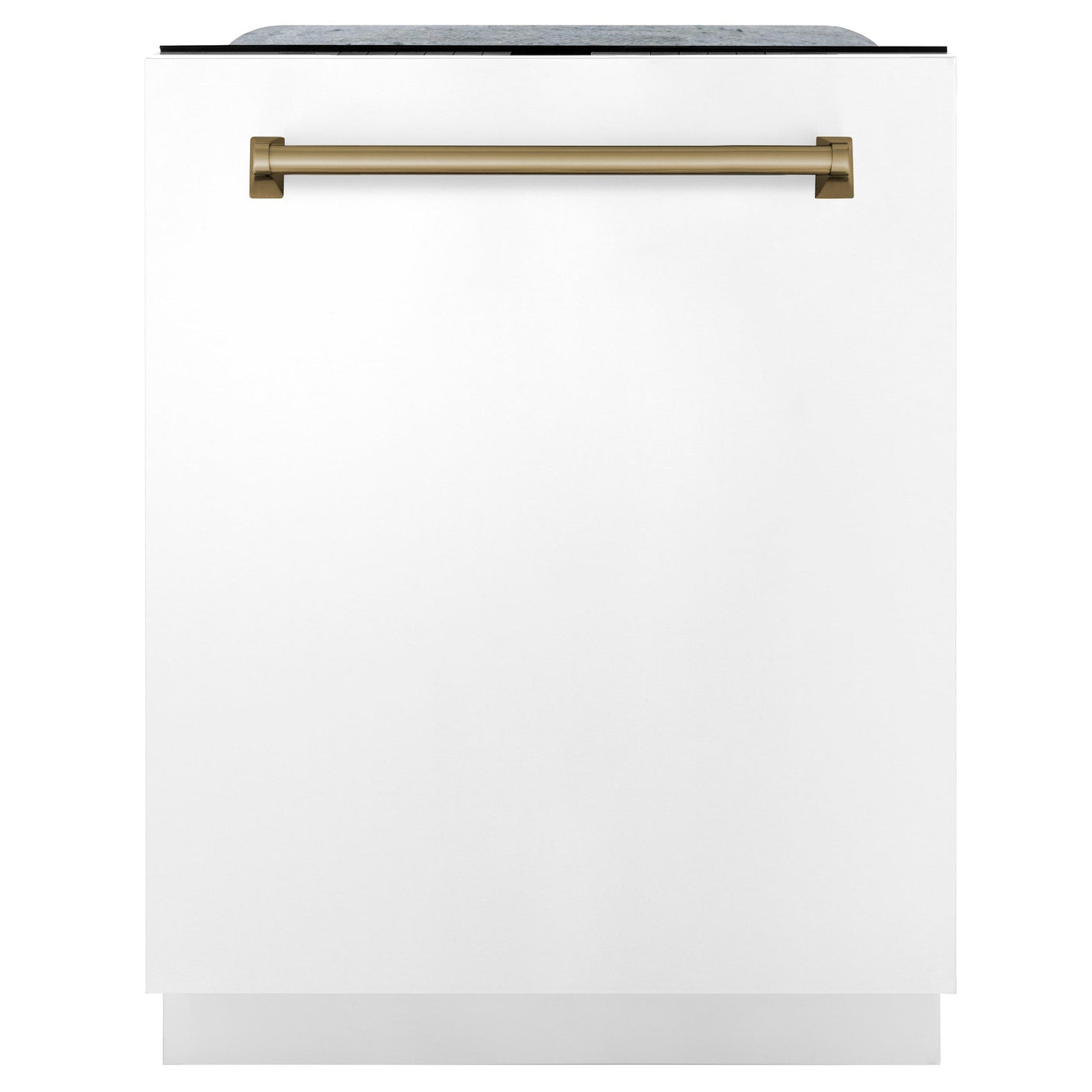 ZLINE Autograph Edition 24" 3rd Rack Top Touch Control Tall Tub Dishwasher in White Matte with Accent Handle, 51dBa (DWMTZ-WM-24) [Color: Champagne Bronze]