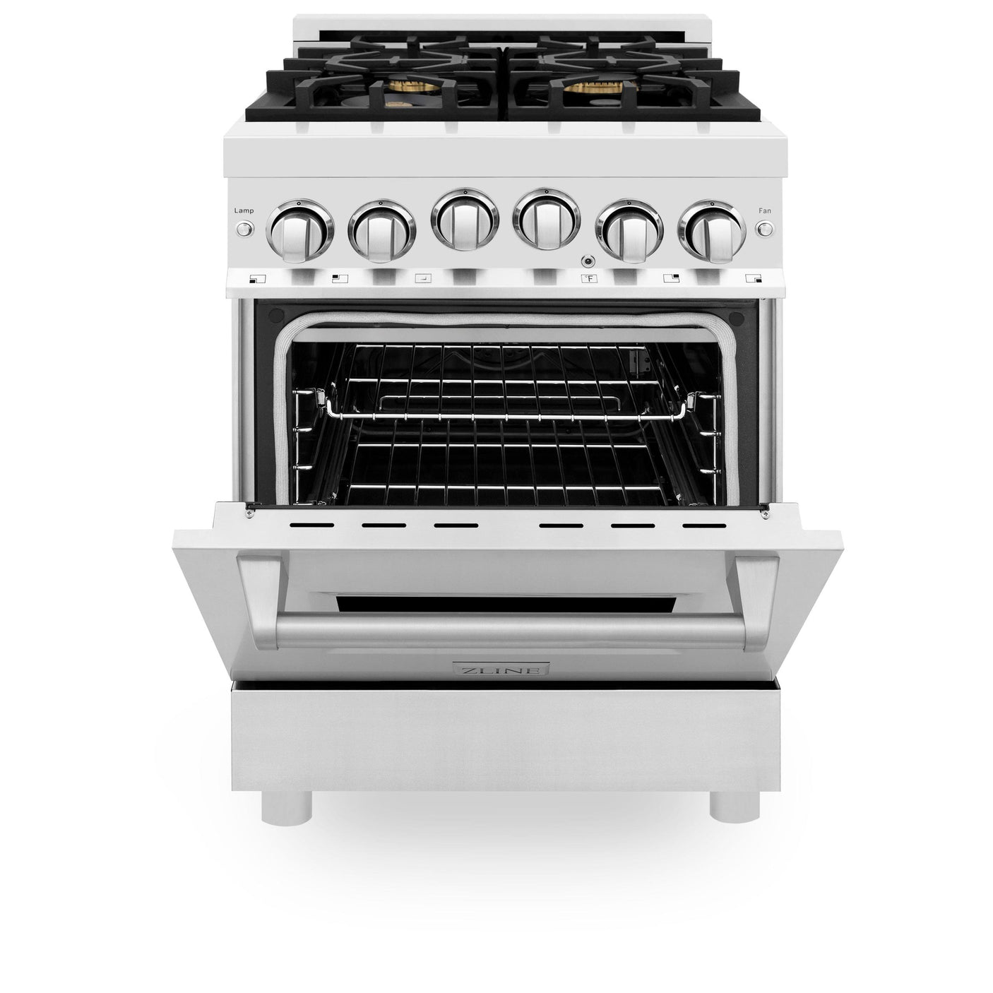 ZLINE 24 in. 2.8 cu. ft. Range with Gas Stove and Gas Oven in Stainless Steel (RG24) [Color: Stainless Steel with Brass Burners]