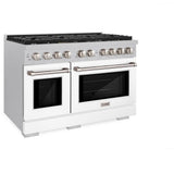 ZLINE 48 in. 6.7 cu. ft. Paramount Double Oven Dual Fuel Range with 8 Burner Gas Cooktop in DuraSnow' Stainless Steel with White Matte Doors (SDRS-WM-48)