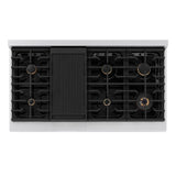 ZLINE Autograph Edition 48 in. 6.7 cu. ft. Paramount Double Oven Dual Fuel Range with 8 Burner Gas Cooktop in DuraSnow' Stainless Steel with White Matte Doors and Matte Black Accents (SDRSZ-WM-48-MB)