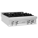 ZLINE 30 in. Porcelain Gas Stovetop with 4 Gas Burners (RT30) Available with Brass Burners [Color: Stainless Steel]