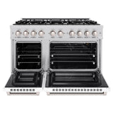 ZLINE 48 in. 6.7 cu. ft. Select Double Oven Gas Range with 8 Burner Cooktop in Stainless Steel with White Matte Doors (HGR-WM-48)