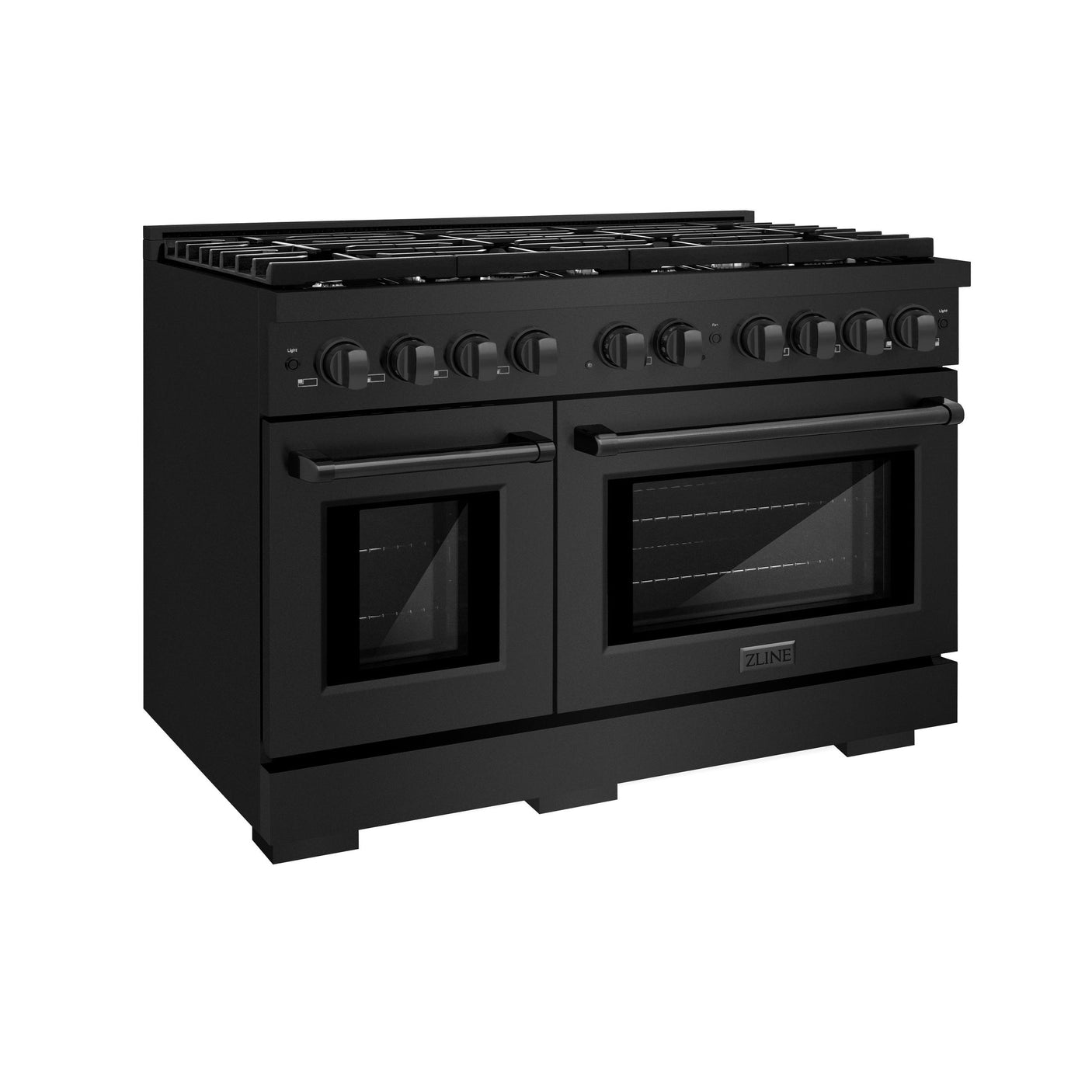 ZLINE 48 in. 6.7 cu. ft. 8 Burner Double Oven Gas Range in Black Stainless Steel (SGRB-48)