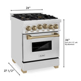 ZLINE Autograph Edition 24" 2.8 cu. ft. Range with Gas Stove and Gas Oven in Stainless Steel with Accents (RGZ-24) [Color: Champagne Bronze]