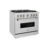 ZLINE 36 in. 5.2 cu. ft. Classic Gas Range with 6 Burner Cooktop and Convection Gas Oven in DuraSnow' Stainless Steel (CGRS-36)