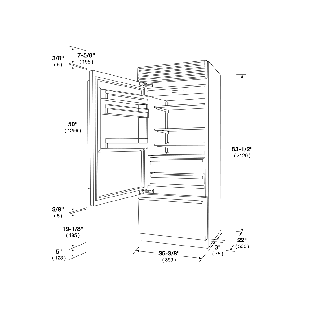 36" SOFIA PRO FRIDGE - LEFT HINGE