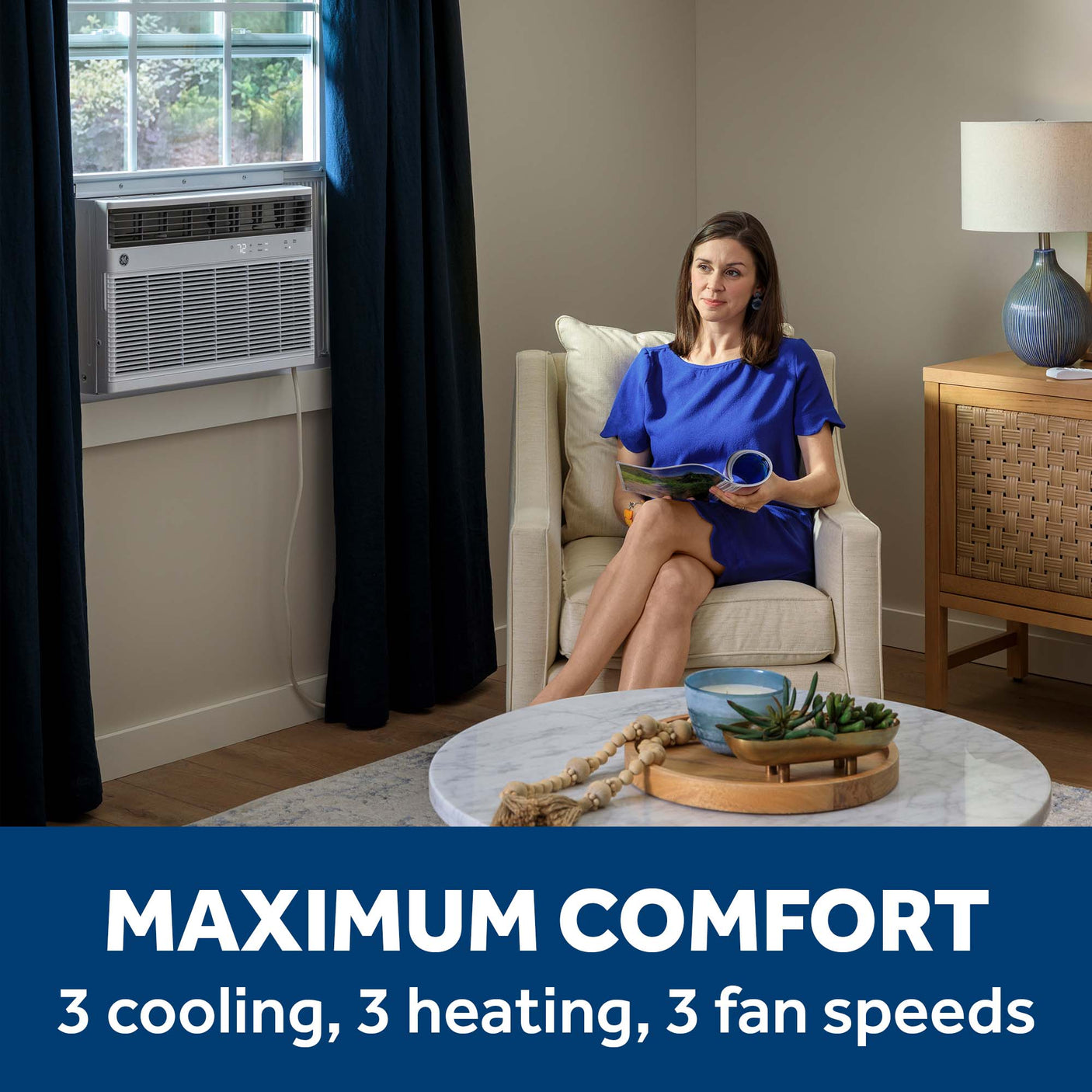 GE® 24,000 BTU Smart Heat/Cool Electronic Window Air Conditioner for Extra-Large Rooms up to 1,500 sq. ft.