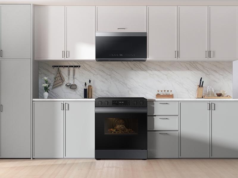 Bespoke 6.3 cu. ft. Smart Slide-In Electric Range with Precision Knobs in Matte Black Steel