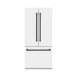 ZLINE 36" Autograph Edition 19.6 cu. ft. Built-in 3-Door French Door Refrigerator with Internal Water and Ice Dispenser in White Matte with Matte Black Accents (RBIVZ-WM-36-MB)