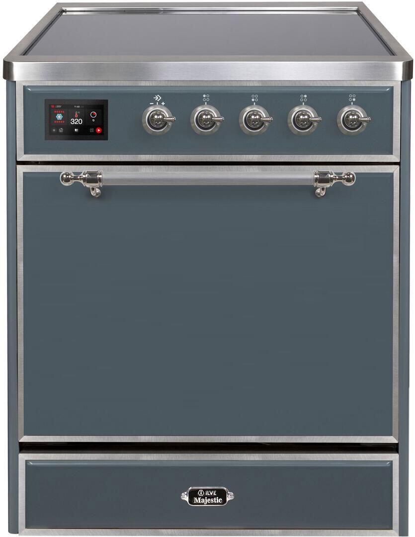 Majestic II 30 Inch Electric Freestanding Range in Blue Grey with Chrome Trim