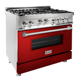 ZLINE 36" Professional 4.6 cu. ft. 6 Gas on Gas Range in Stainless Steel with Color Door Options (RG36) [Color: Stainless Steel]