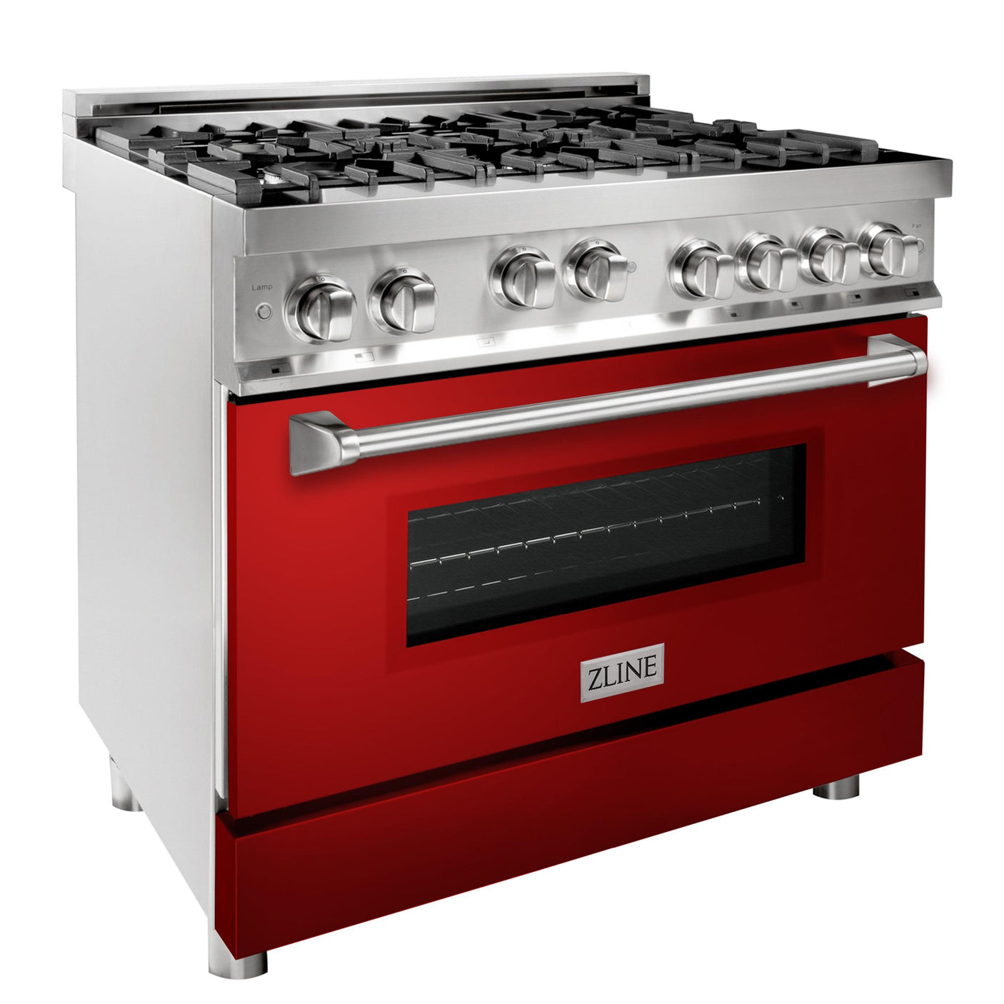 ZLINE 36" Professional 4.6 cu. ft. 6 Gas on Gas Range in Stainless Steel with Color Door Options (RG36) [Color: Stainless Steel with Brass Burners]