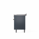 Nostalgie II 60 Inch Dual Fuel Natural Gas Freestanding Range in Blue Grey with Brass Trim