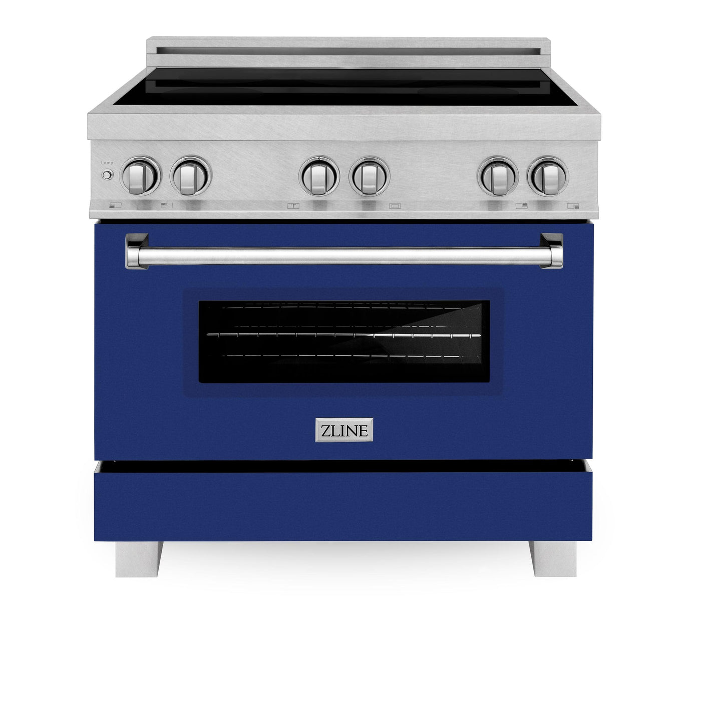 ZLINE 36" 4.6 cu. ft. Induction Range in DuraSnow with a 4 Element Stove and Electric Oven (RAINDS-36) [Color: Blue Gloss]