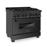 ZLINE 36 in. Black Stainless 4.6 cu.ft. 6 Gas Burner/Electric Oven Range (RAB-BR-36)