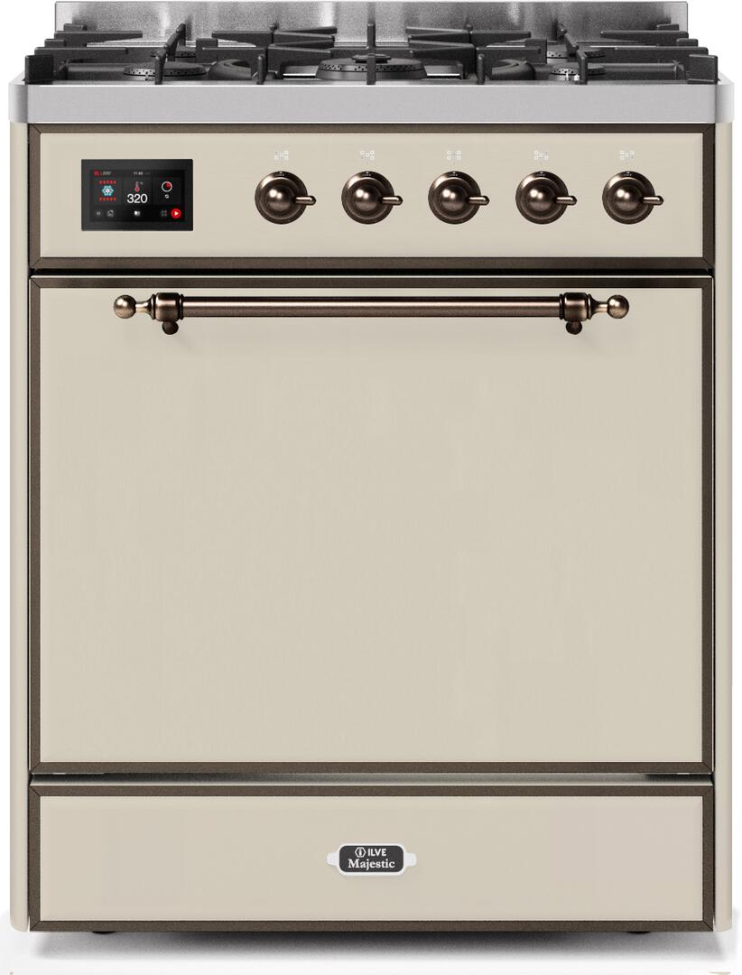 Majestic II 30 Inch Dual Fuel Liquid Propane Freestanding Range in Antique White with Bronze Trim