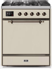 Majestic II 30 Inch Dual Fuel Liquid Propane Freestanding Range in Antique White with Bronze Trim