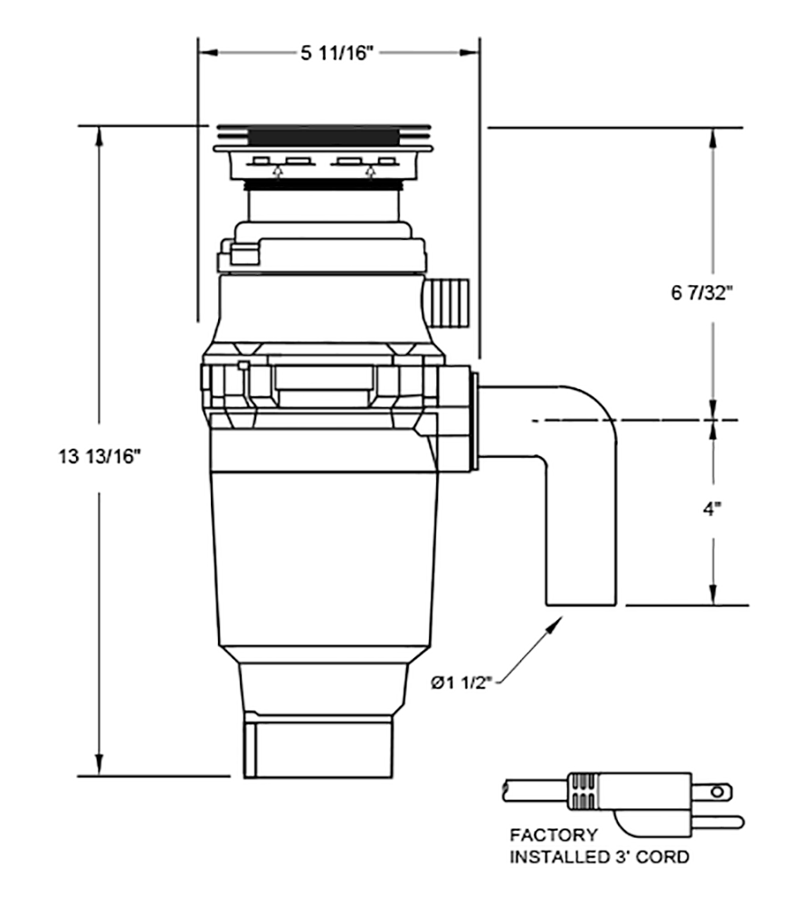 1/2 HP 3 Year Warranty, Continuous Feed waste disposal