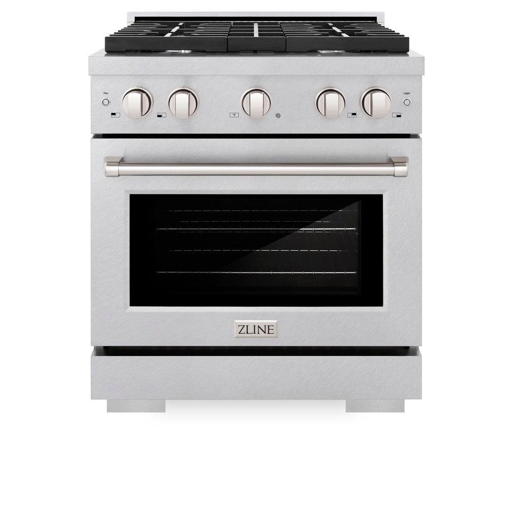 ZLINE 30 in. 4.2 cu. ft. Paramount Dual Fuel Range with 4 Burner Gas Cooktop and Electric Convection Oven in DuraSnow' Stainless Steel (SDRS-30)