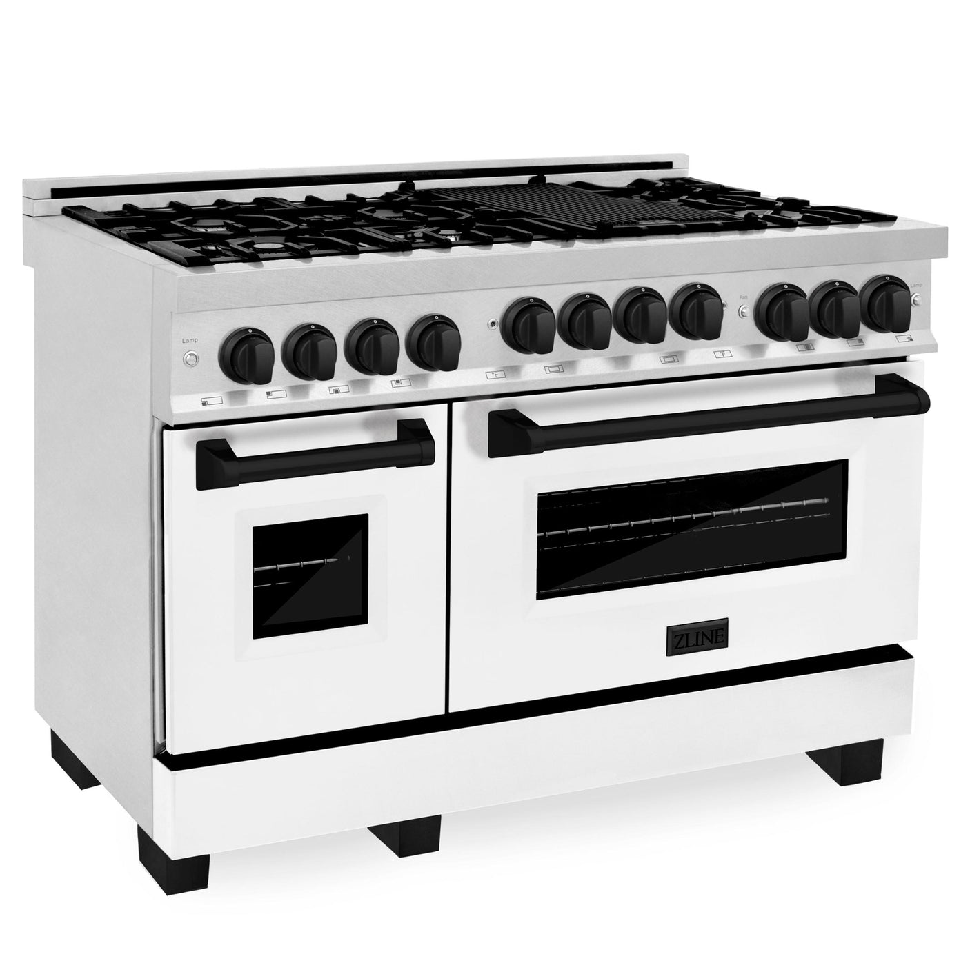 ZLINE Autograph Edition 48" 6.0 cu. ft. Range with Gas Stove and Gas Oven in DuraSnow Stainless Steel with White Matte Door (RGSZ-WM-48) [Color: Champagne Bronze]