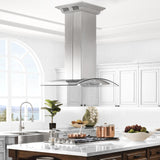 ZLINE Island Mount Range Hood in Stainless Steel with Built-in ZLINE CrownSound Bluetooth Speakers (GL5iCRN-BT)